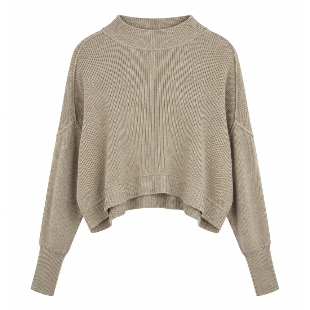 RD Style Sweater Women Large Oversized Mock Neck Ribbed Knit Cotton Blend NWT